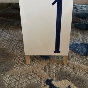 White and Navy Table Number Sign 1-18